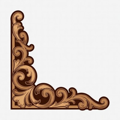 Ornate Brown Corner Border Illustration