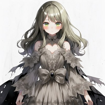 Anime girl in gothic lace dress