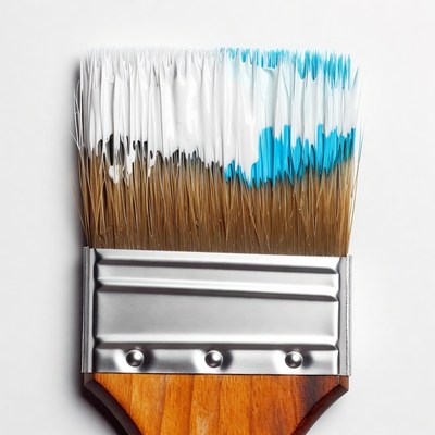 Paintbrush with White and Blue Paint