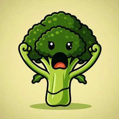 Angry Kawaii Broccoli Illustration