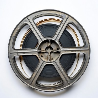 Vintage Film Reel on White Background