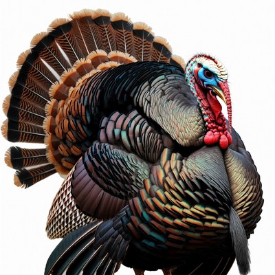 Turkey with spread tail feathers