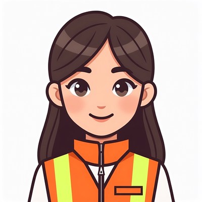 Smiling Asian woman in safety vest