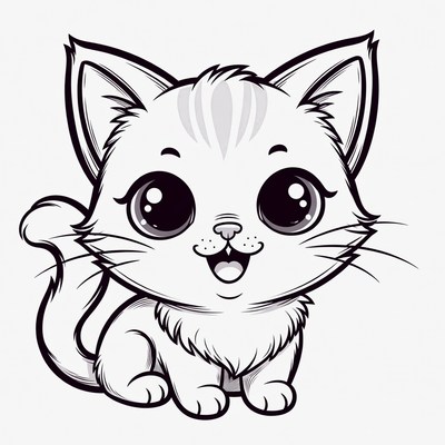 Cute Kitten Illustration Smiling