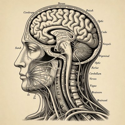 Labeled Human Brain Anatomy Side View