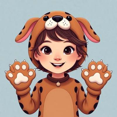 Girl in puppy costume