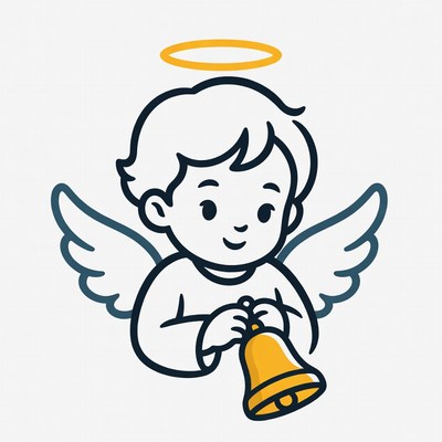 Cartoon angel boy ringing bell