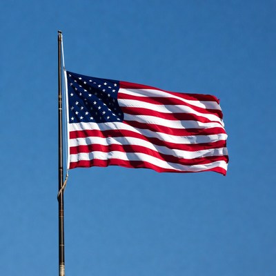 American Flag Waving on Pole