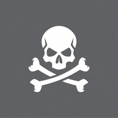White Skull and Crossbones Symbol