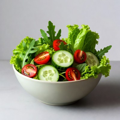 Fresh salad with tomatoes and cucumbers