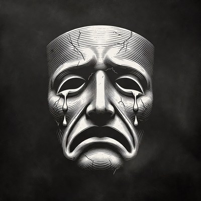 Crying Tragedy Mask Illustration