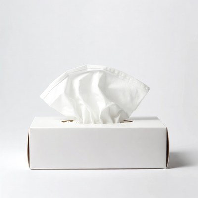 White Tissue Box with Pulled Tissue