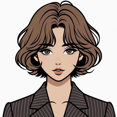 Anime girl in pinstripe suit