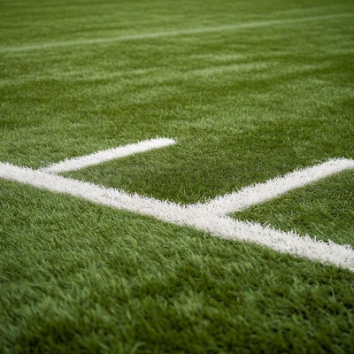 Football Field Goalpost on Green Turf