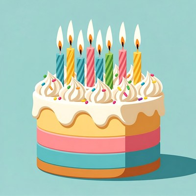 Colorful Candles Birthday Cake