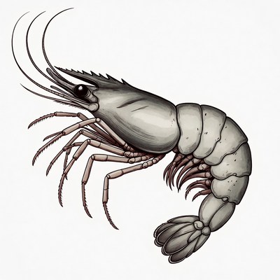 Detailed shrimp illustration