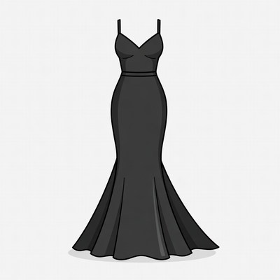 Black Mermaid Evening Gown Illustration