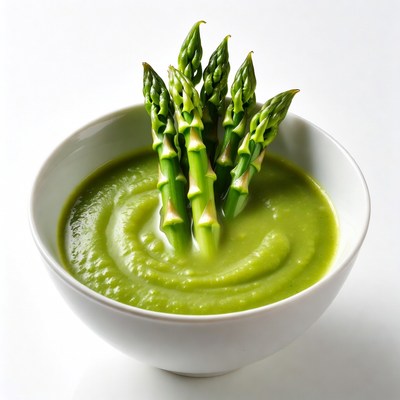 Asparagus Soup in White Bowl