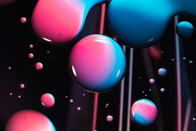 Colorful Fluid Bubbles on Black Background