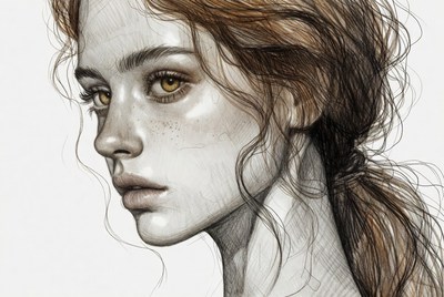 Closeup portrait of woman with red hair