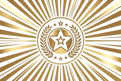 Gold Star Laurel Wreath with Rays