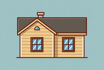 Cartoon Wooden House Illustration