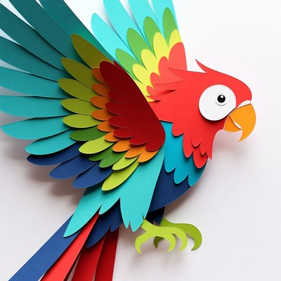 Colorful Paper Cutout Parrot