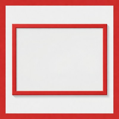 Red Framed Empty White Picture Frame
