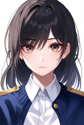 Anime girl in navy school uniform