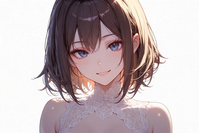 Anime girl with brown hair smiling