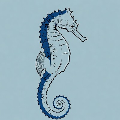 Blue Seahorse Illustration