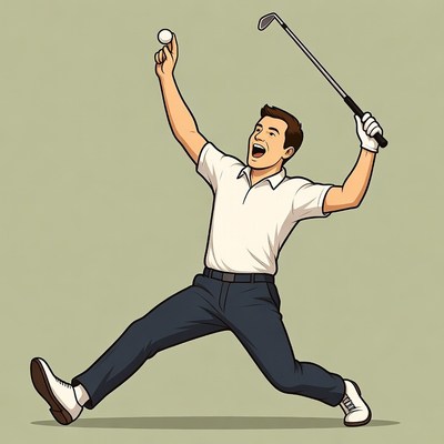 Man swinging golf club illustration