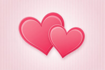 Two Pink Hearts on Striped Background