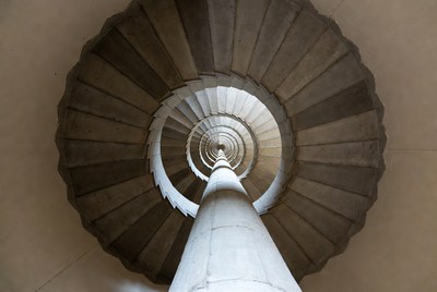 Spiral Stone Staircase from Below