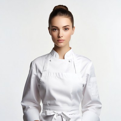Woman in white chef uniform