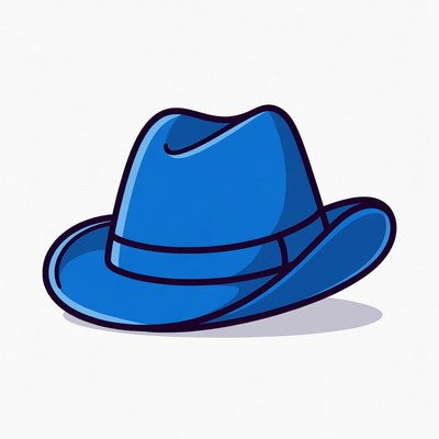 Blue fedora hat illustration