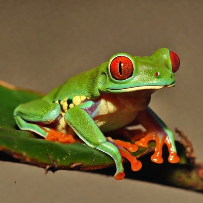 Red-eyed tree frog on leaf