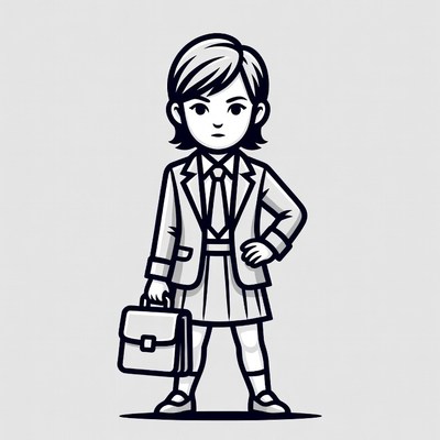 Girl in school uniform with briefcase