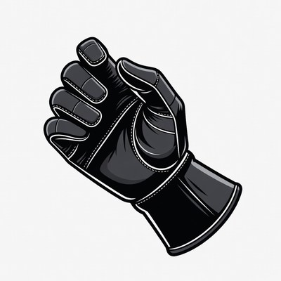 Clenched Black Leather Glove