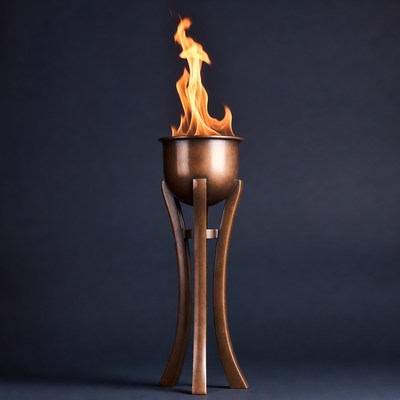 Burning Olympic Torch on Stand