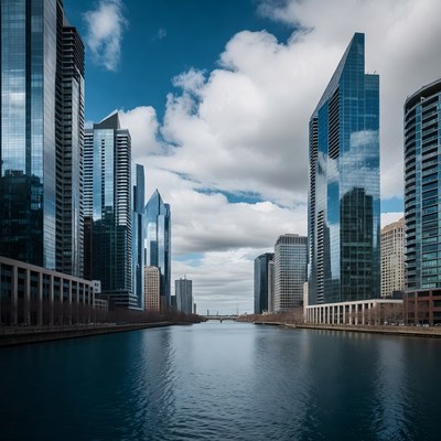 Chicago River Between Skyscrapers