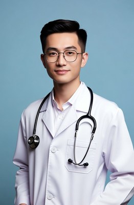 Asian male doctor with stethoscope