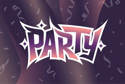 Party Text with Confetti Background