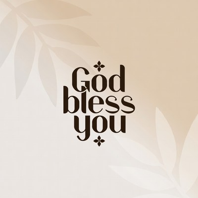God Bless You Text with Leaves