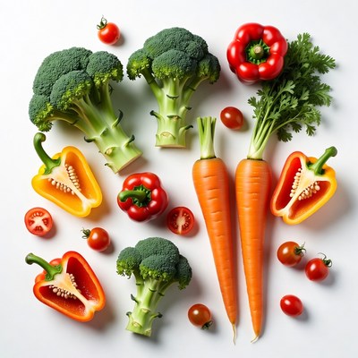 Fresh Broccoli Carrots Peppers Tomatoes