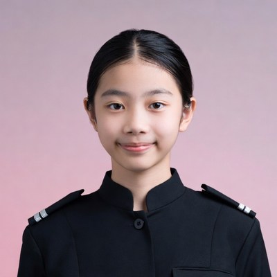 Asian girl in black school uniform