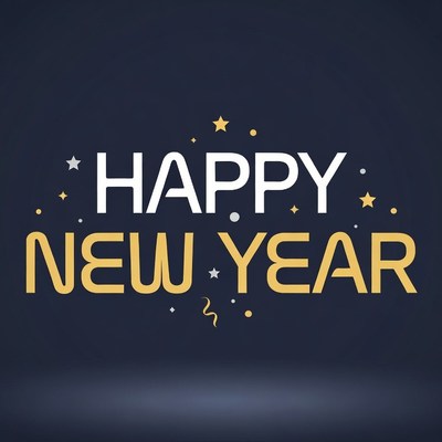 Happy New Year Text with Stars