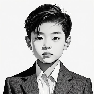 Asian boy in suit portrait