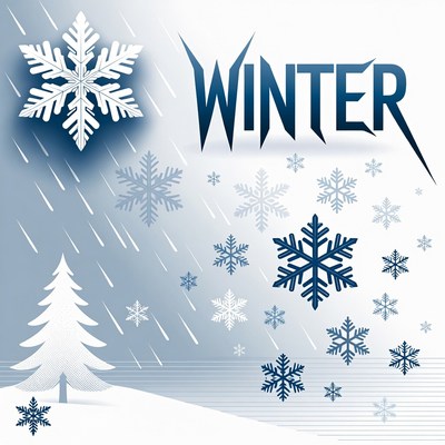 Winter Snowflakes and Tree