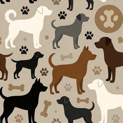 Dog Paw Print Pattern Illustration